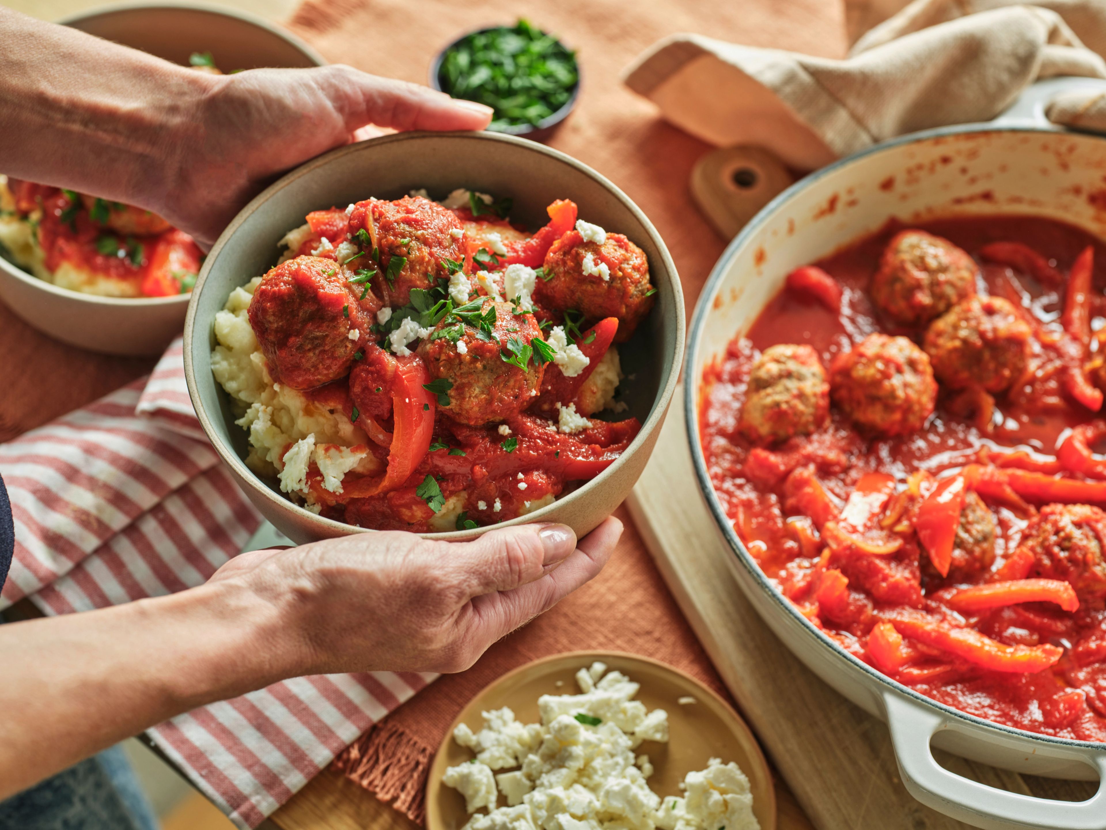 Greek Lamb and Feta Keftedes with Fast Mash