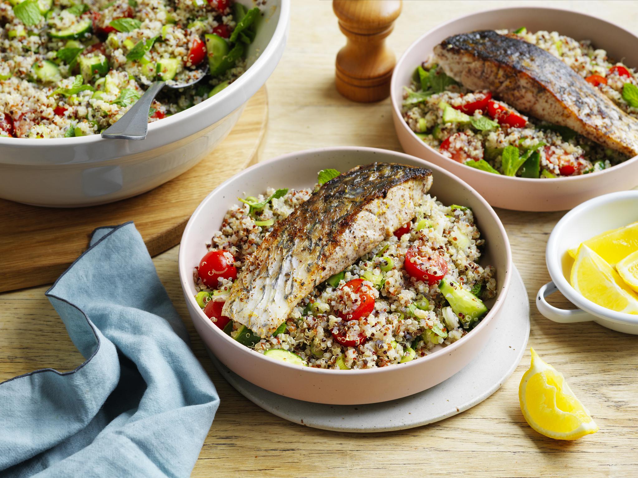 SumacSpiced Barramundi with Quinoa Tabouli