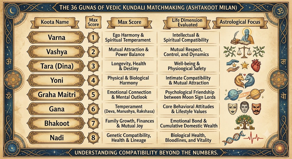 The 36 Guna Milan System (Ashtakoota Explained)