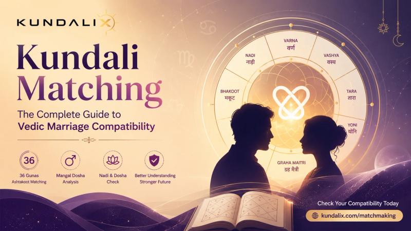 Vedic astrology birth chart and horoscope compatibility symbols representing kundali matching for marriage