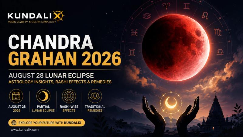 Chandra Grahan 2026 August 28 lunar eclipse with Vedic astrology and zodiac symbolism