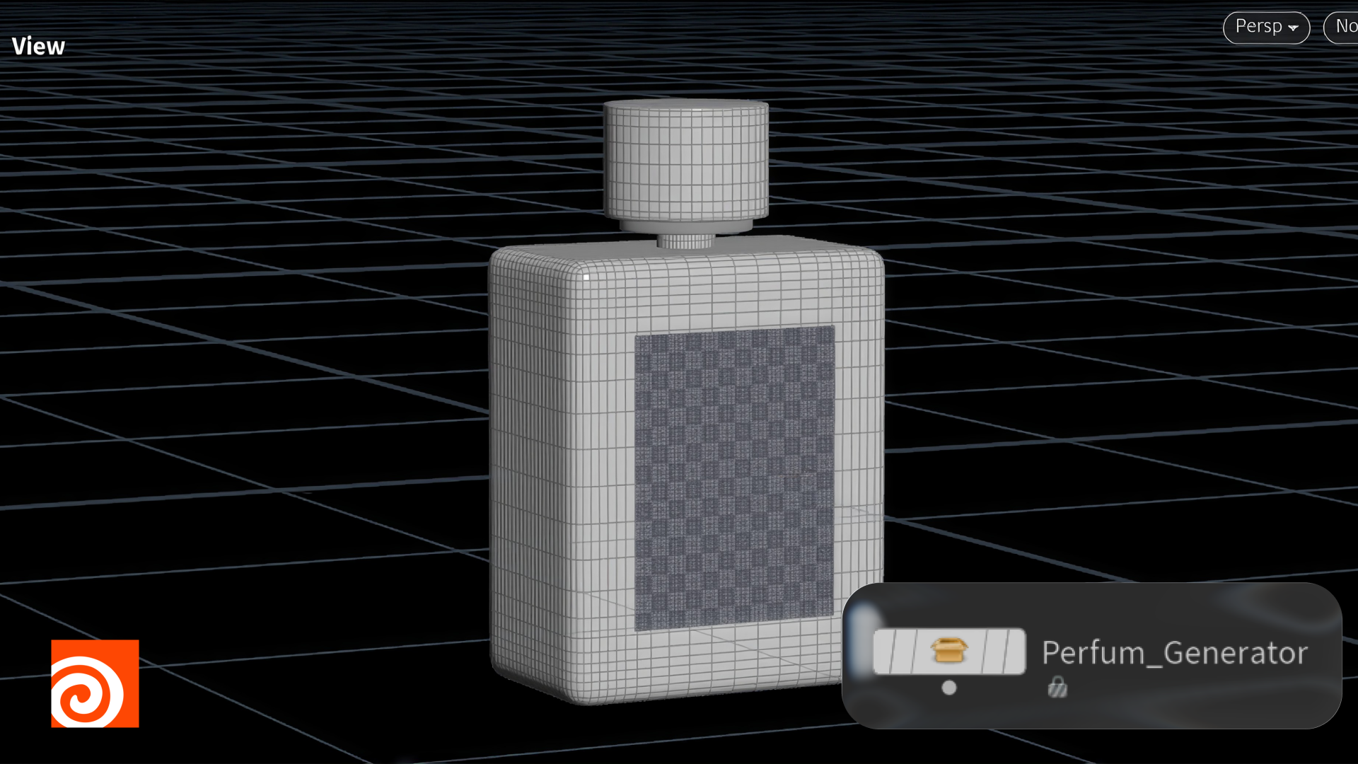 Bouteille de parfum dans houdini