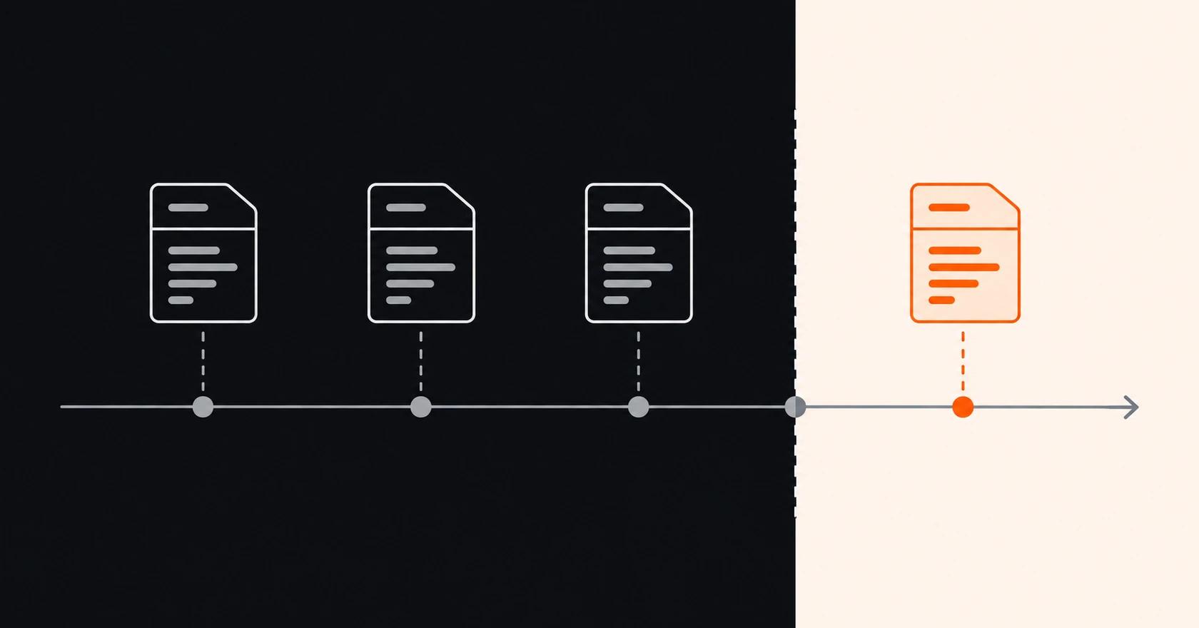 Minimal timeline illustration showing token records leading to an orange expiry boundary.