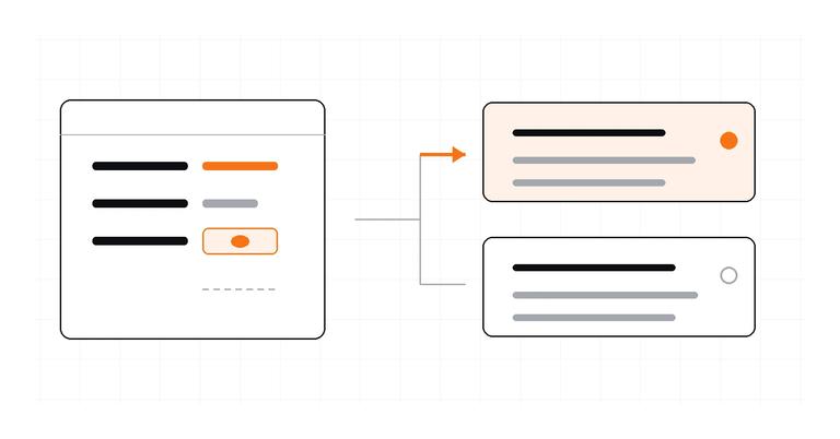 A JSON object with an explicit null value branches into two type-model panels, distinguishing a present value from an absent property.