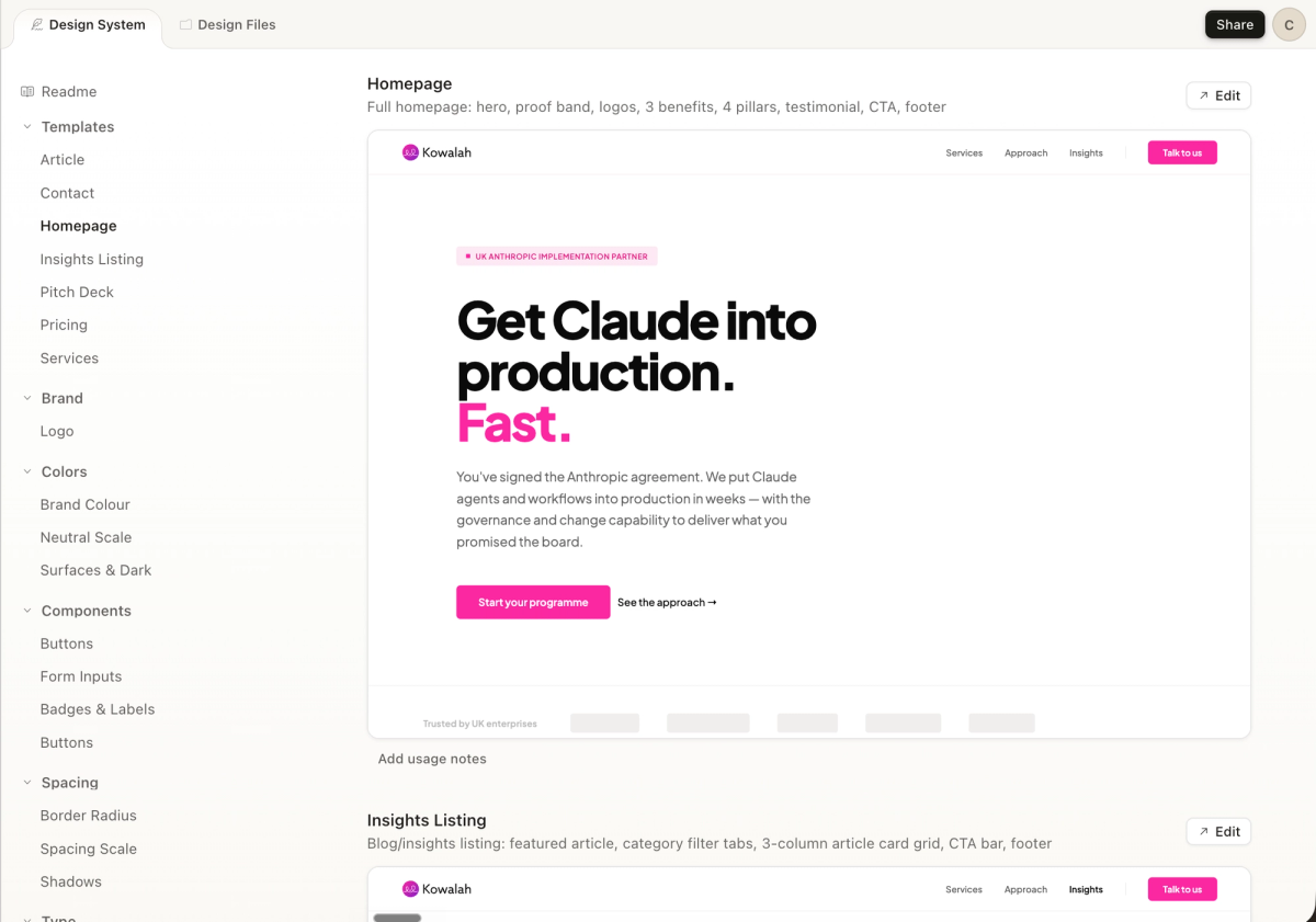 Kowalah's Claude Design System
