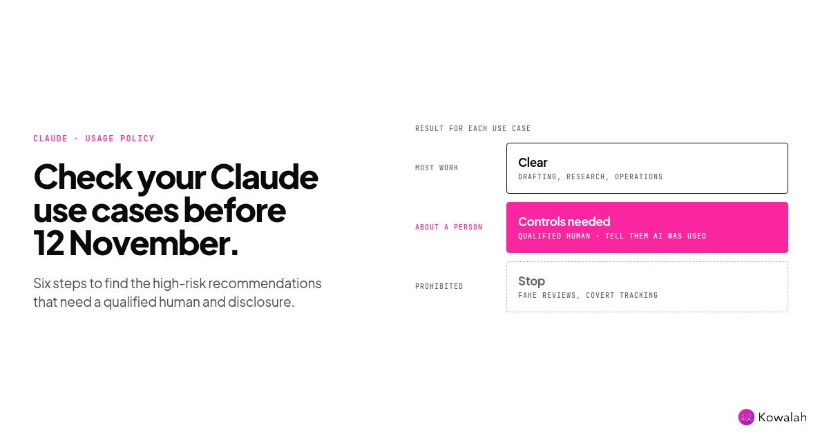 How to check your Claude use cases against Anthropic's 12 November Usage Policy