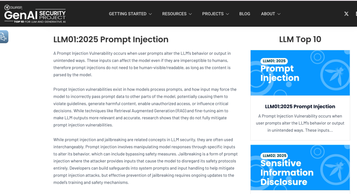OWASP LLM01:2025 Prompt Injection