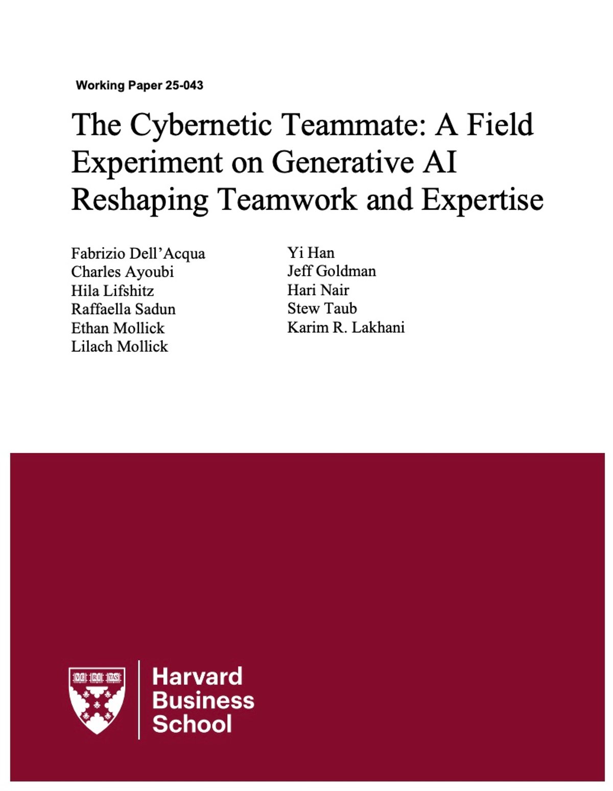 776 P&G Professionals, One-day workshops, US and Europe, Real world tasks, Half with AI, half not, Harvard Business School logo