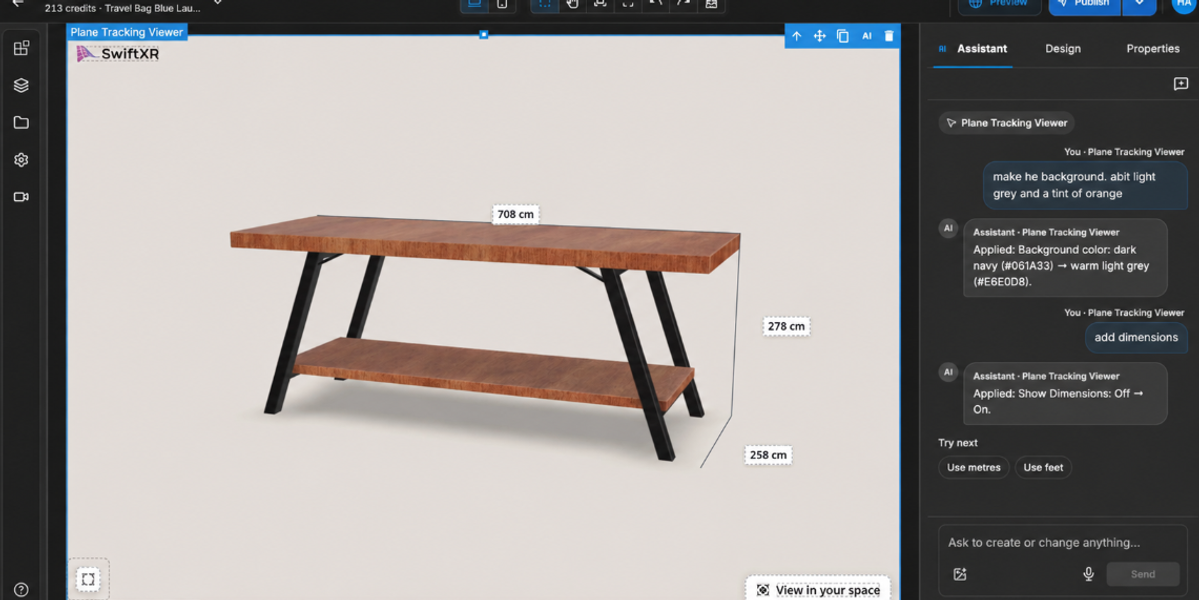 Introducing The SwiftXR Assistant: Edit and Configure 3D Products With a Prompt