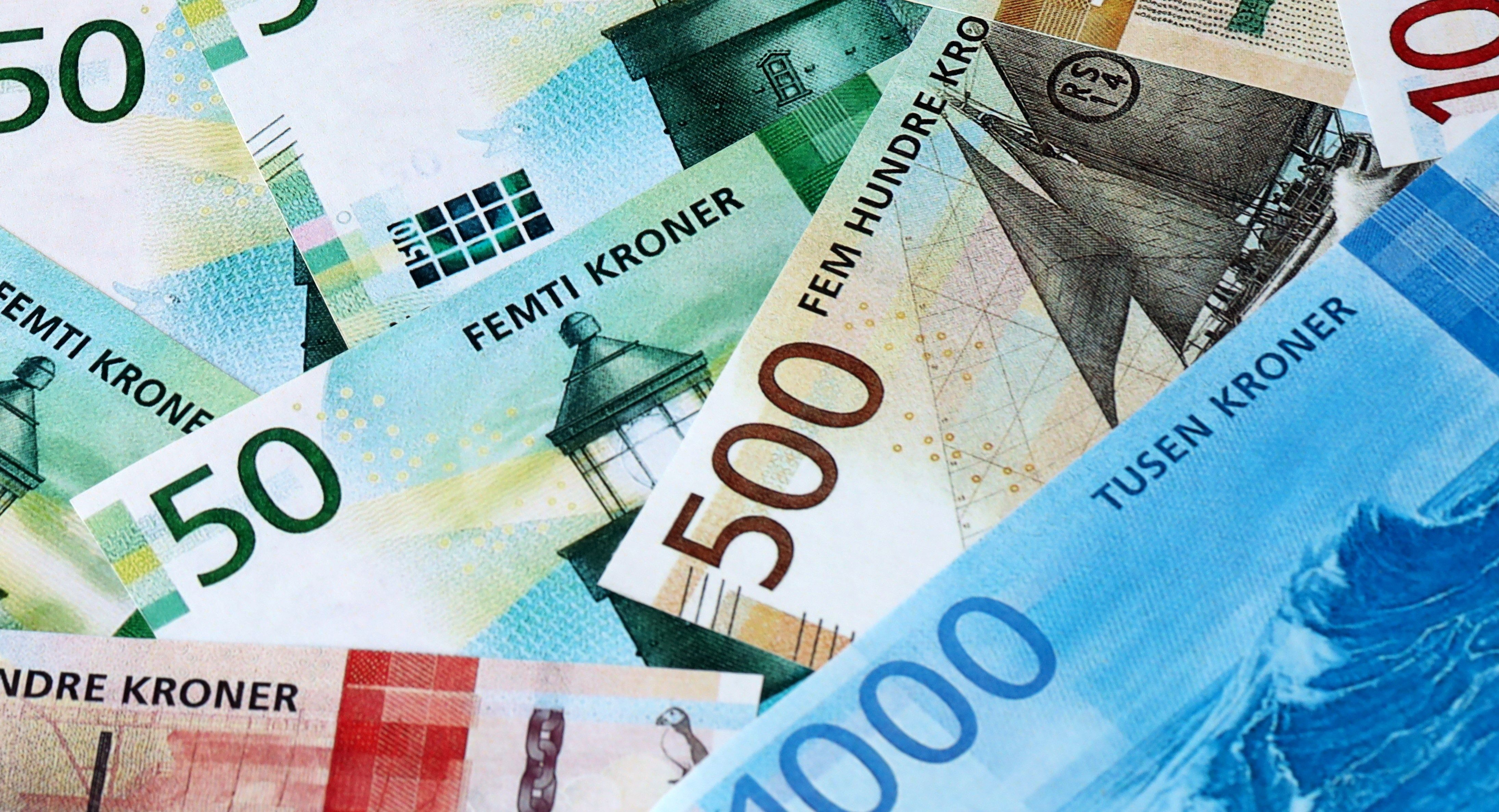 Norske kroner i en stabel