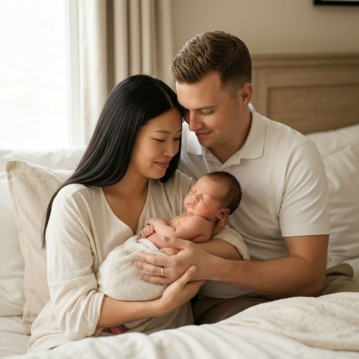 Newborn at home with parents in Cyprus