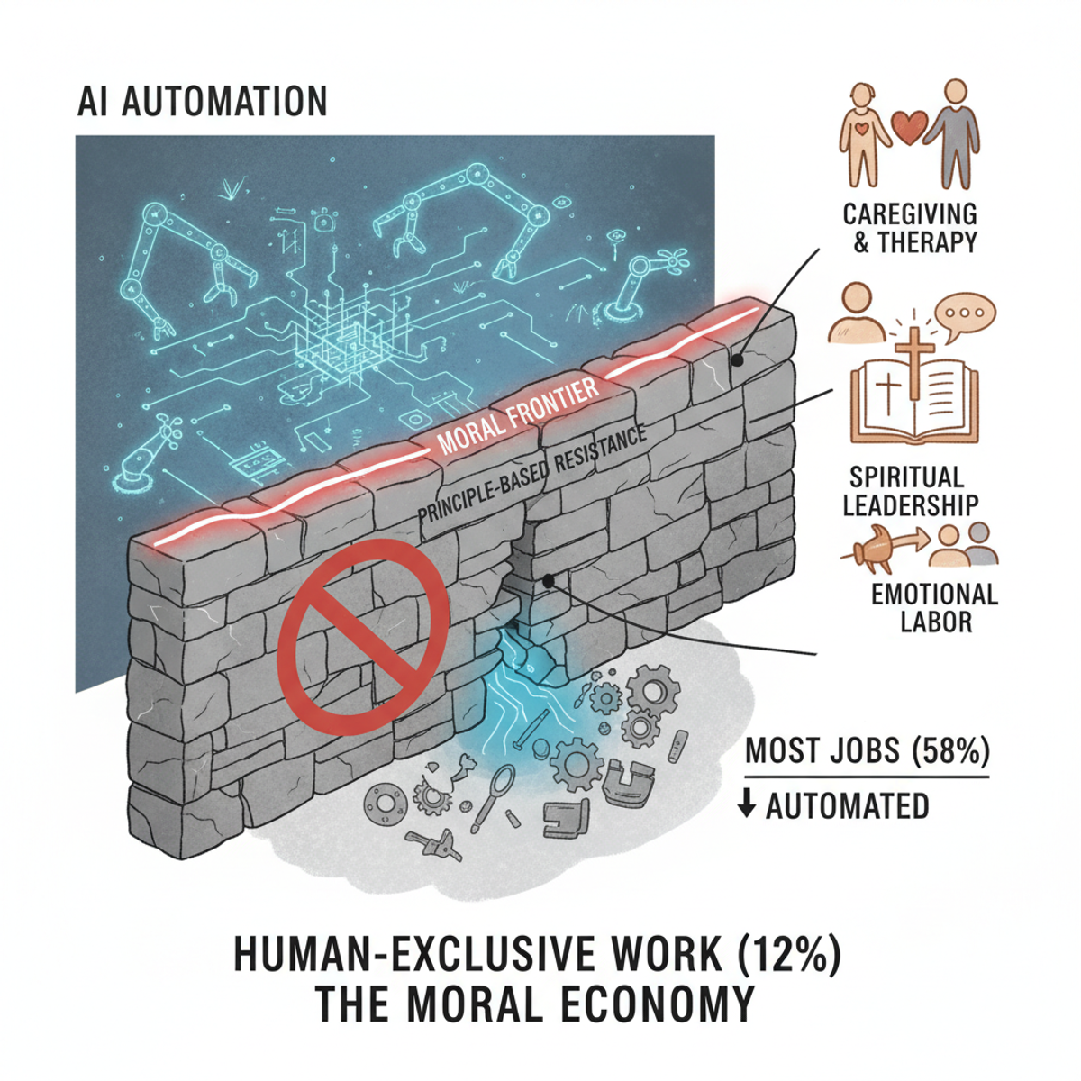 Una imagen hecha con Google Gemini que resume el concepto de economía moral del trabajo.
