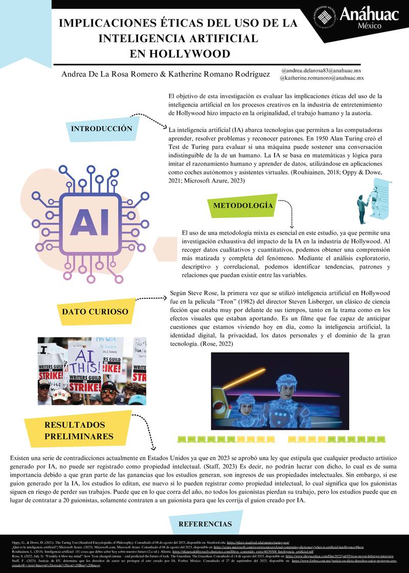 Implicaciones éticas del uso de la Inteligencia Artificial en los procesos creativos en la industria de entretenimiento de Hollywood
