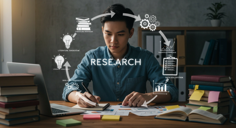 El ciclo básico de un proyecto de investigación.