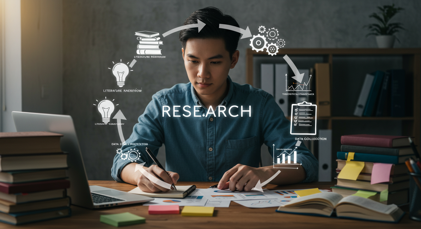 El ciclo básico de un proyecto de investigación.