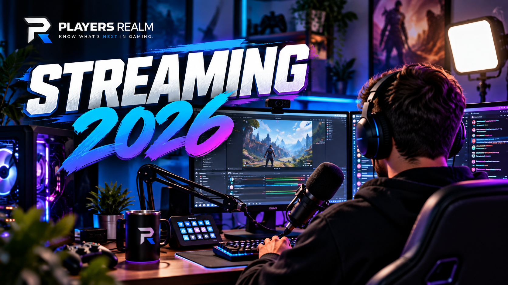 Setup gamer para começar a fazer live de games em 2026 com PC, microfone e iluminação