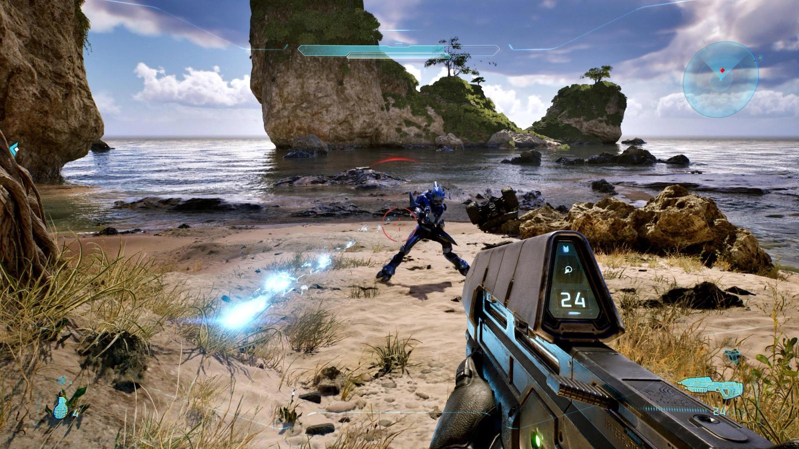 Master Chief in a gameplay scene from Halo: Campaign Evolved