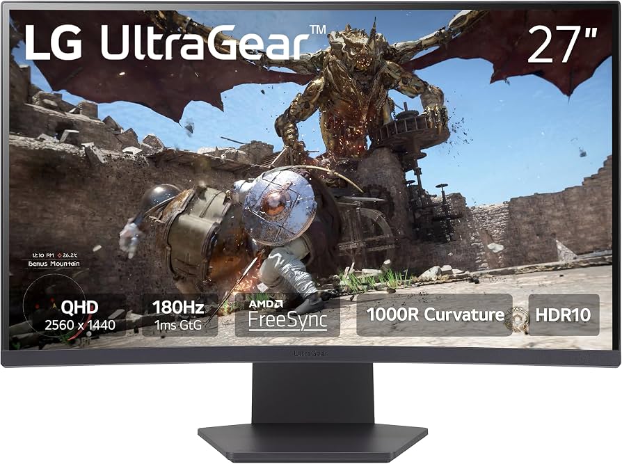 LG UltraGear 27GS60QC-B 27 polegadas QHD curvo 180 Hz