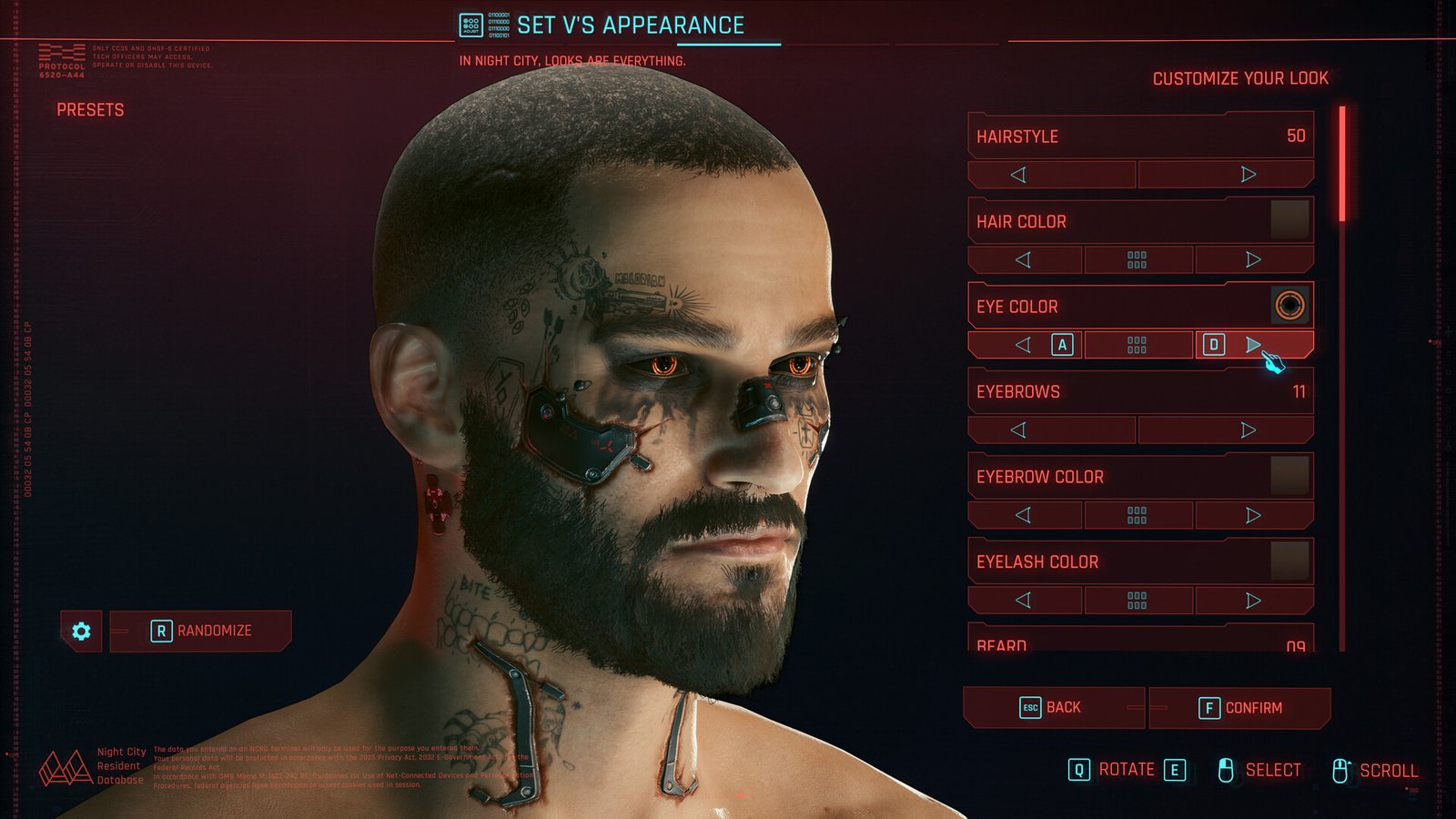 Imagem oficial de Cyberpunk 2077 da página da Steam