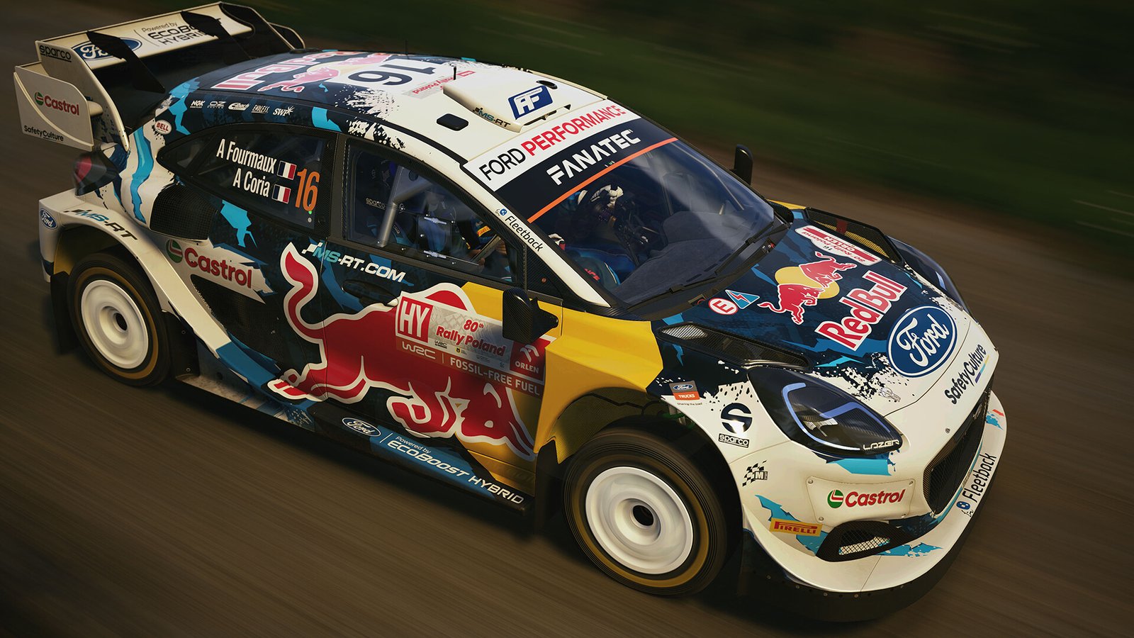 Official EA Sports WRC screenshot of a rally car on a stage