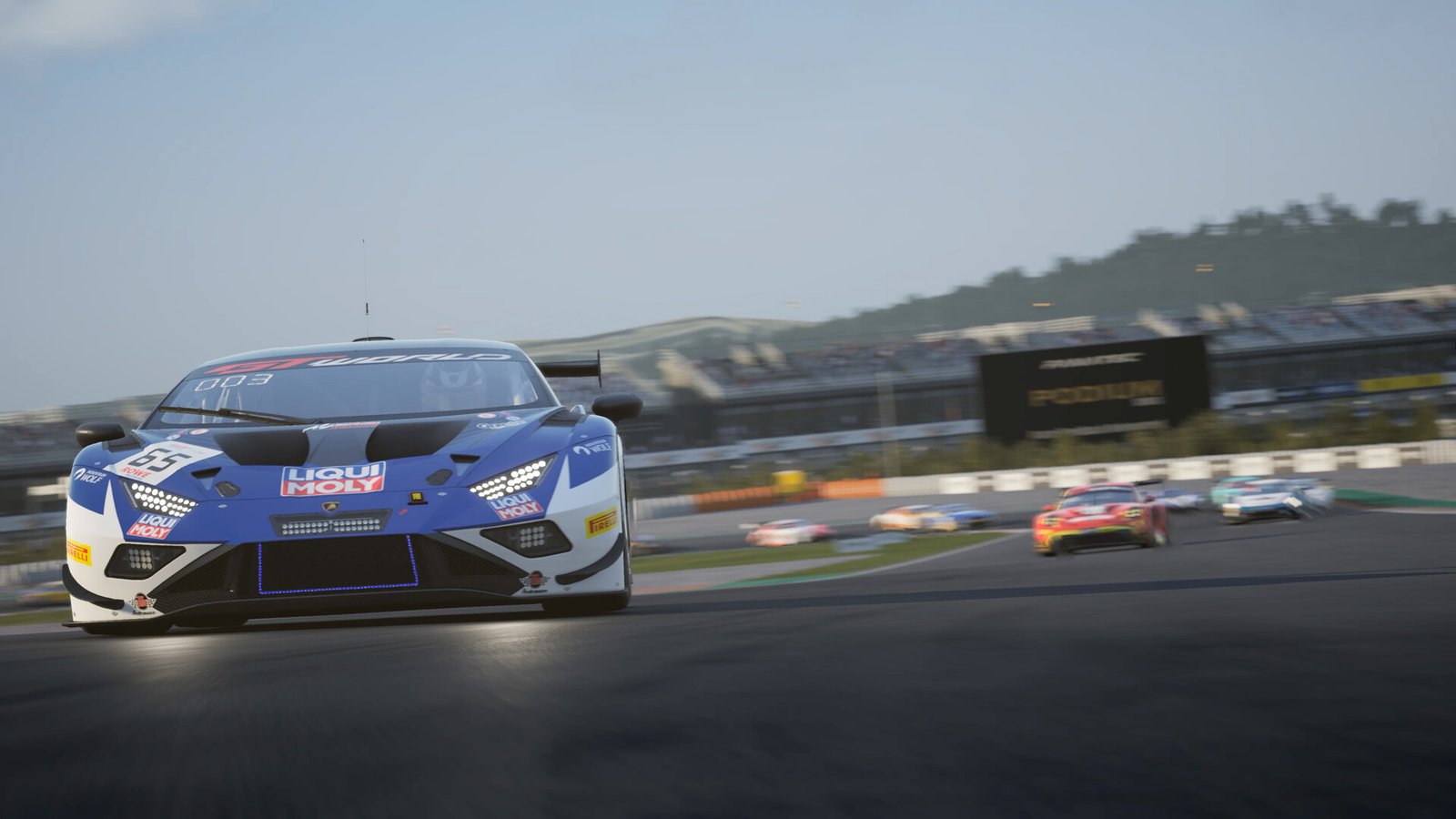 Official Assetto Corsa Competizione screenshot of GT3 cars racing