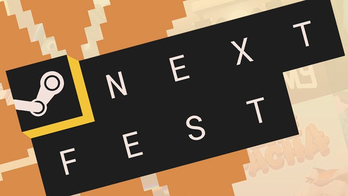 Arte do Steam Next Fest, chamado de Steam Vem Aí no Brasil