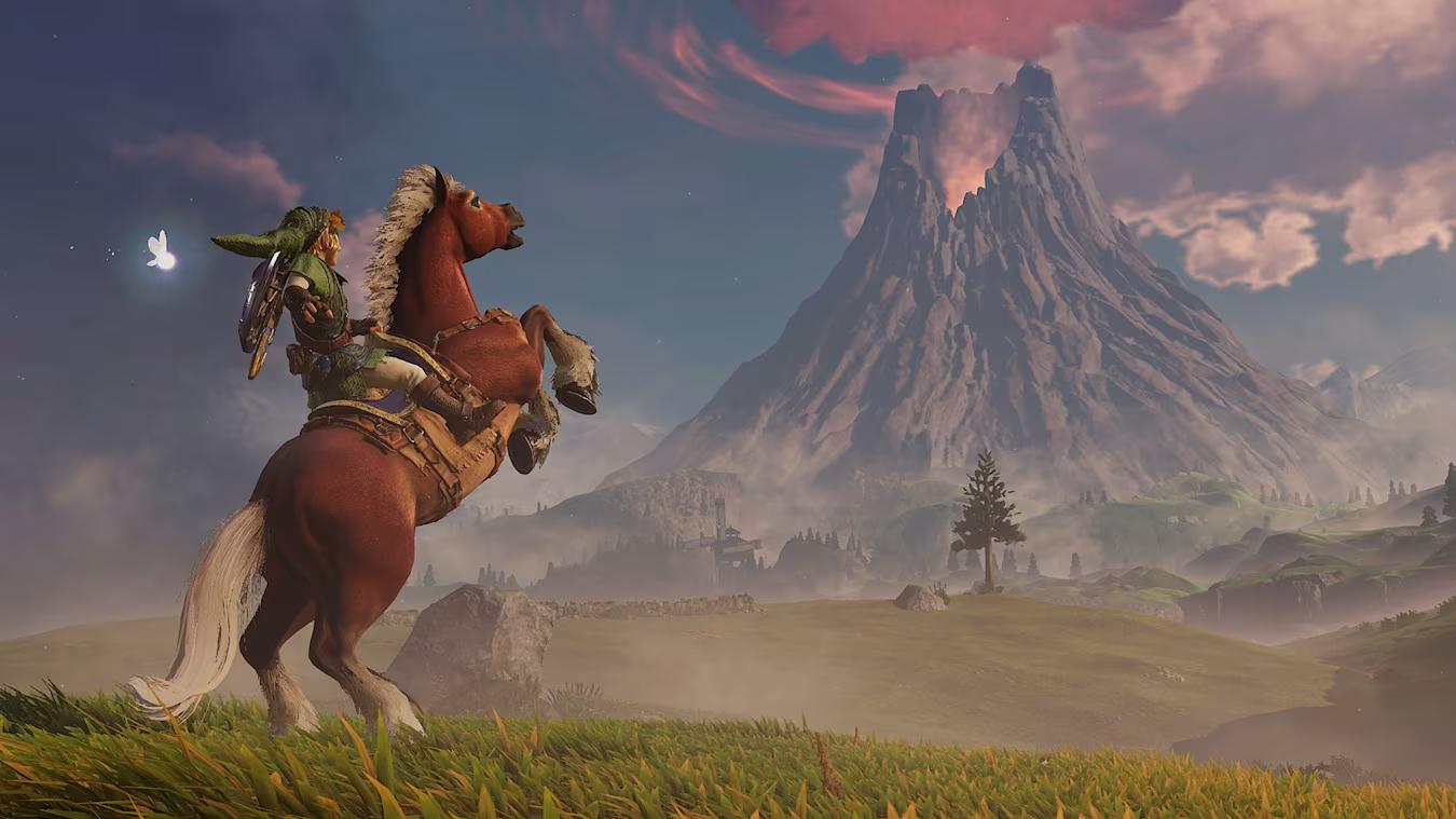 Link explorando Hyrule em Ocarina of Time para Nintendo Switch 2