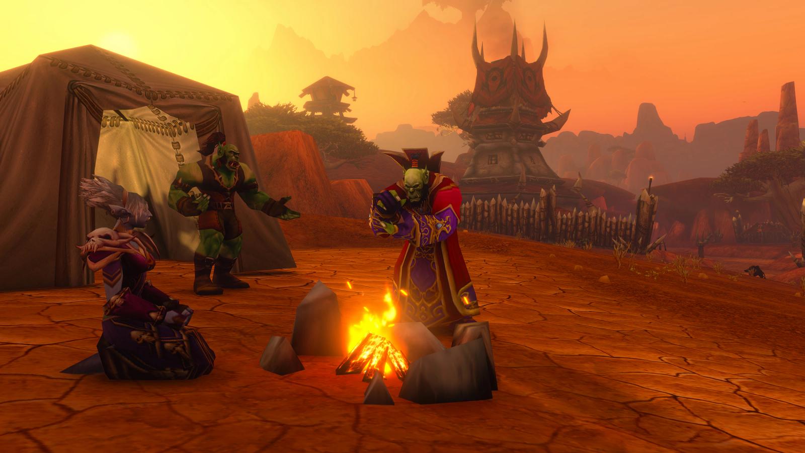 Characters preparing for adventures in World of Warcraft: Forever