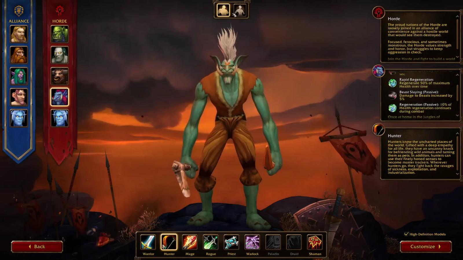 World of Warcraft: Forever character creation screen