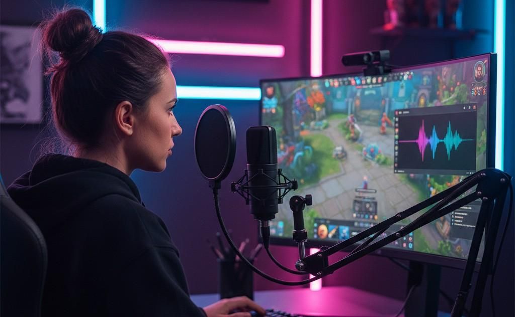 Criador produzindo conteúdo gamer para plataformas de vídeo e streaming