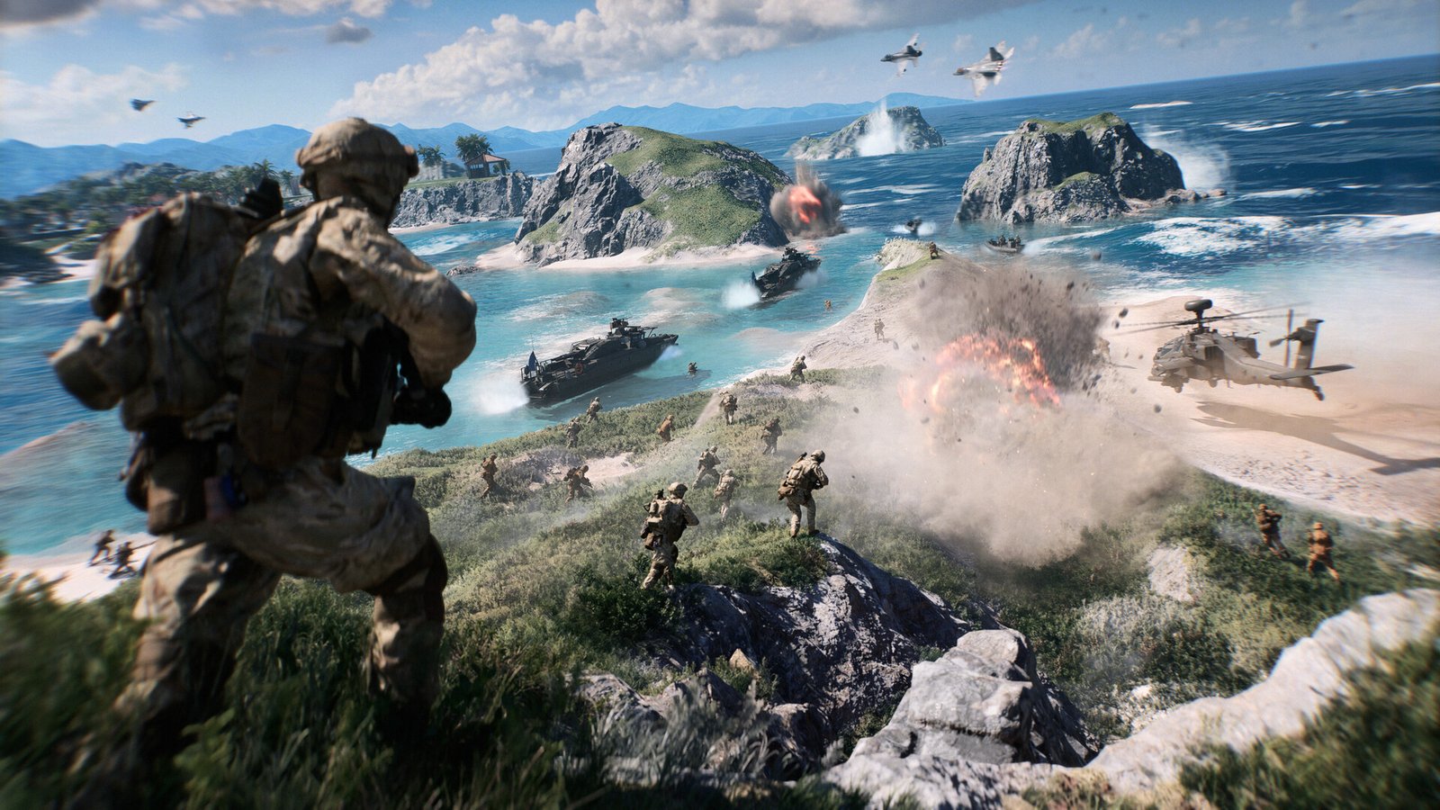 Soldier taking cover during an intense firefight in Battlefield 6