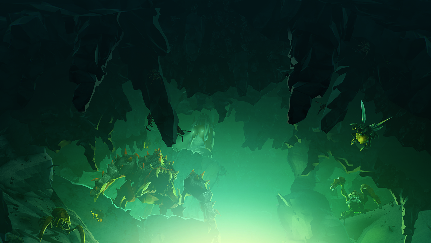 Official key art for Deep Rock Galactic, the four-player co-op shooter