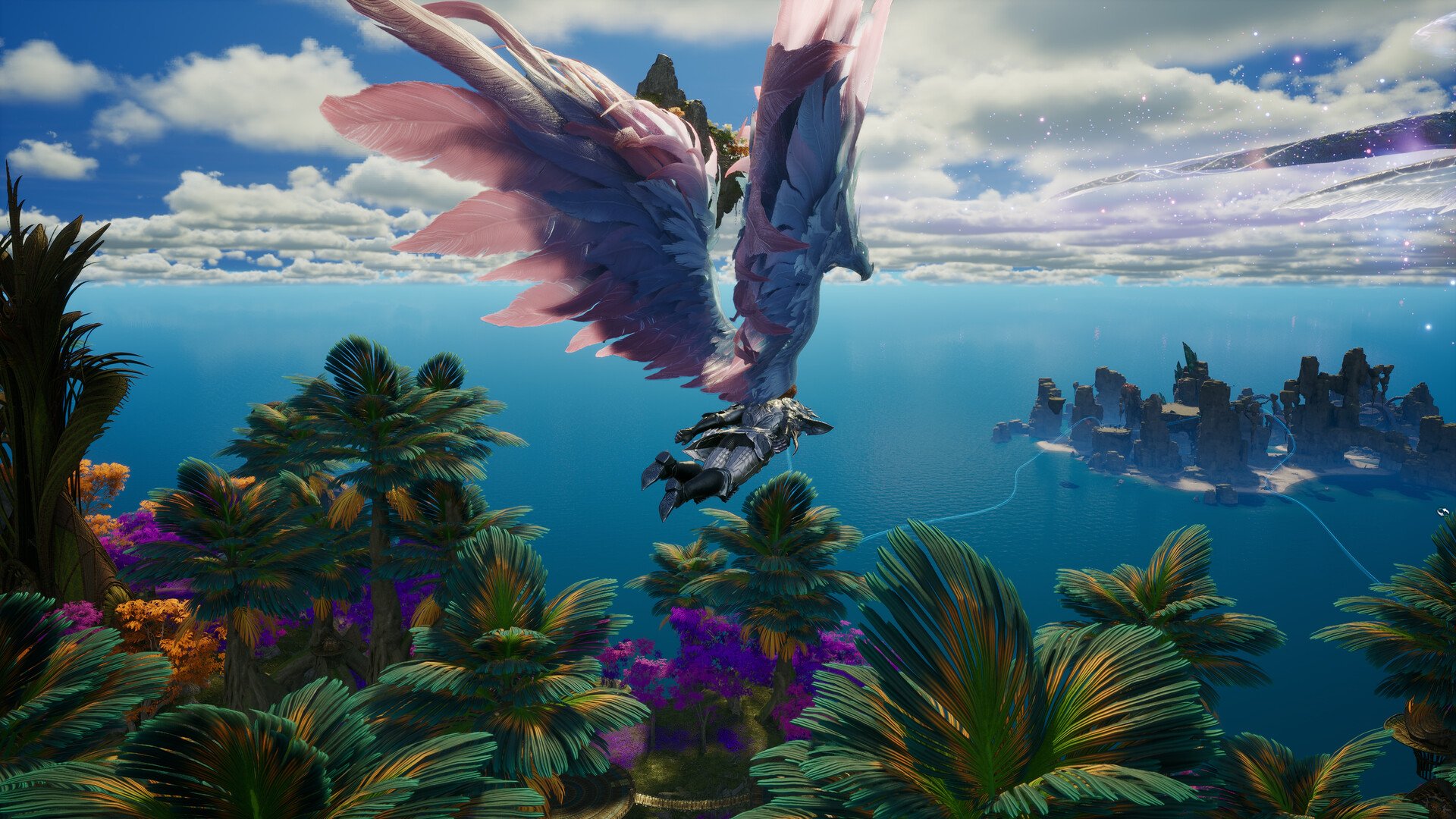 Winged creature flying over the sea in AION 2