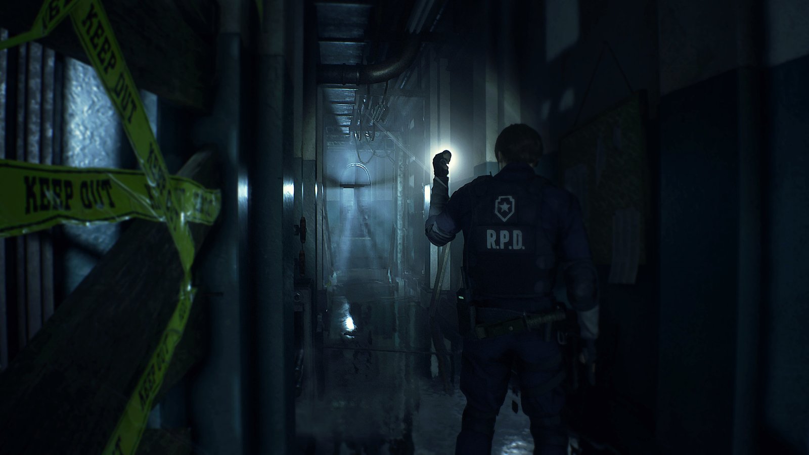 Official Resident Evil 2 screenshot of Claire Redfield facing a zombie