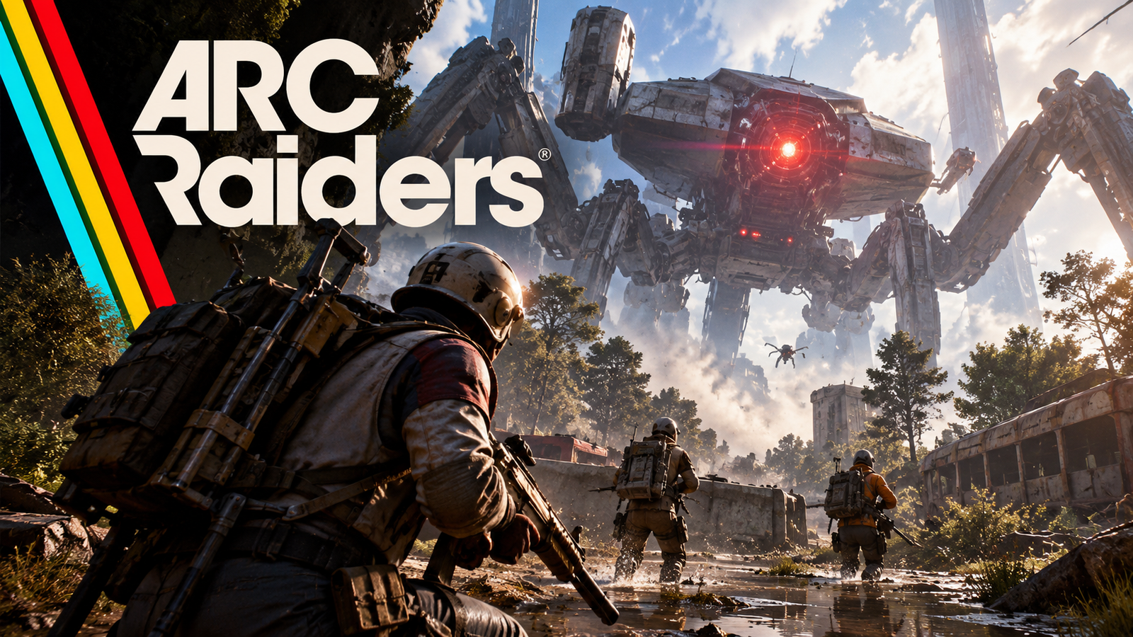Combatentes enfrentando máquinas ARC em ARC Raiders