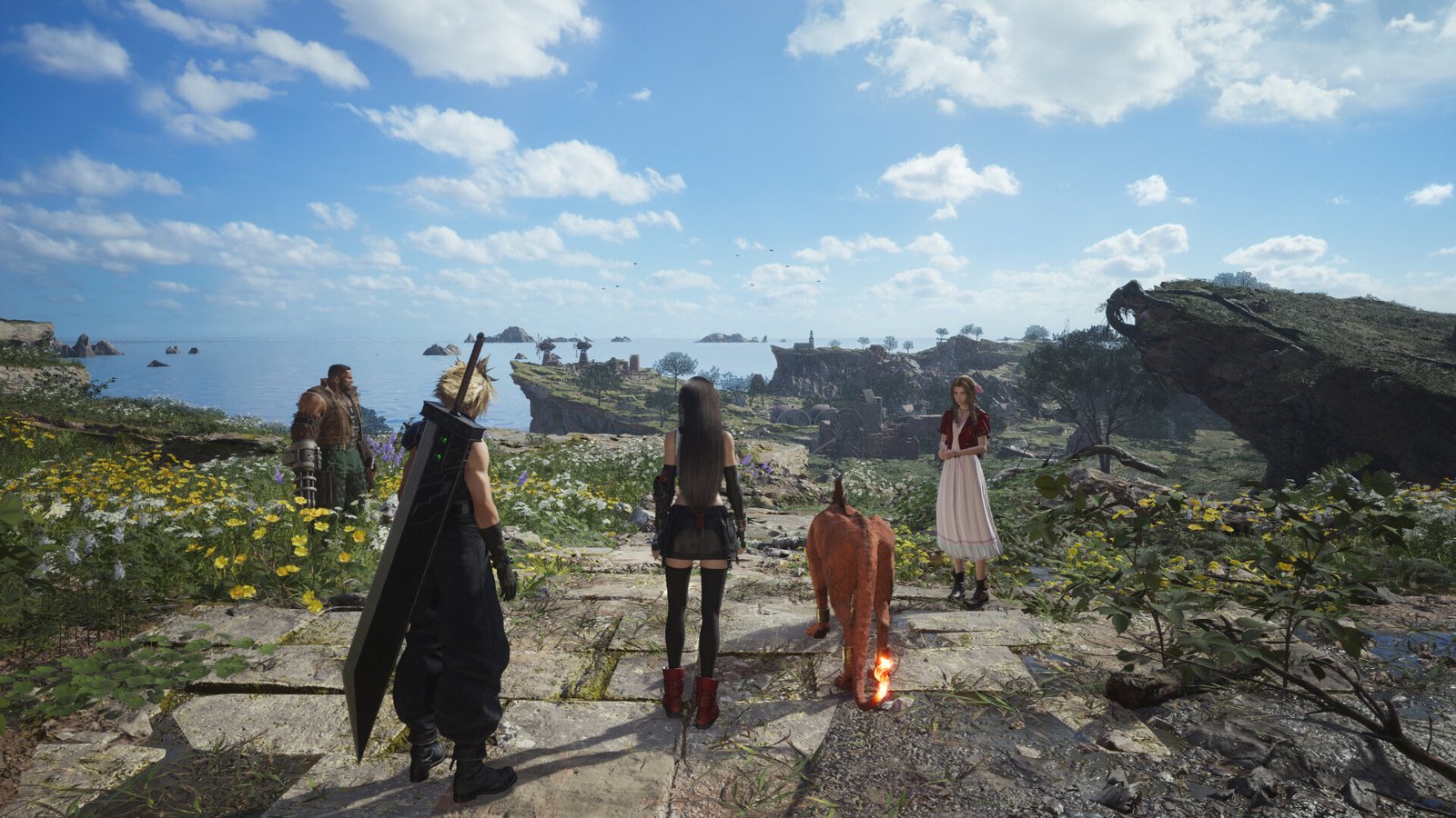 Official Final Fantasy VII Rebirth screenshot of Cloud and his party