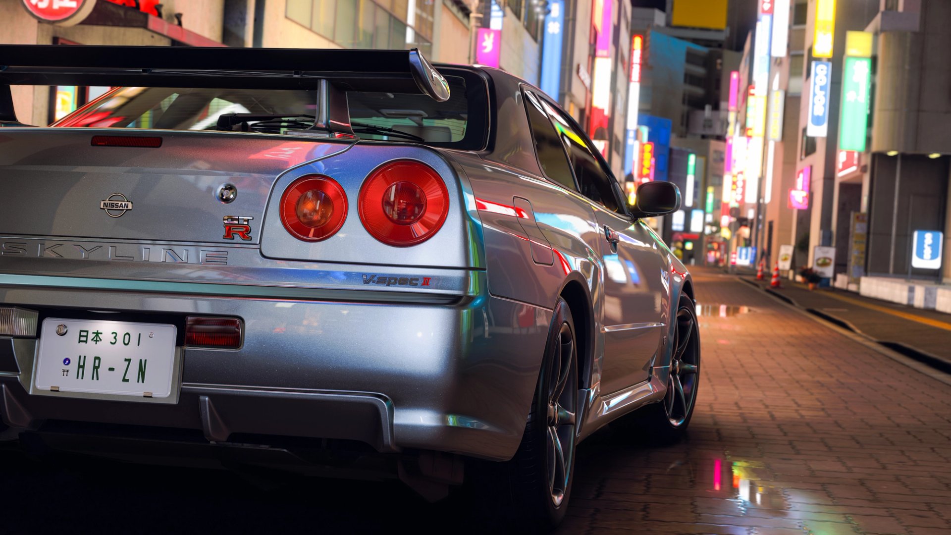 Arte oficial do anúncio de Forza Horizon 6 para PlayStation 5 com carros em Tóquio iluminada por neon