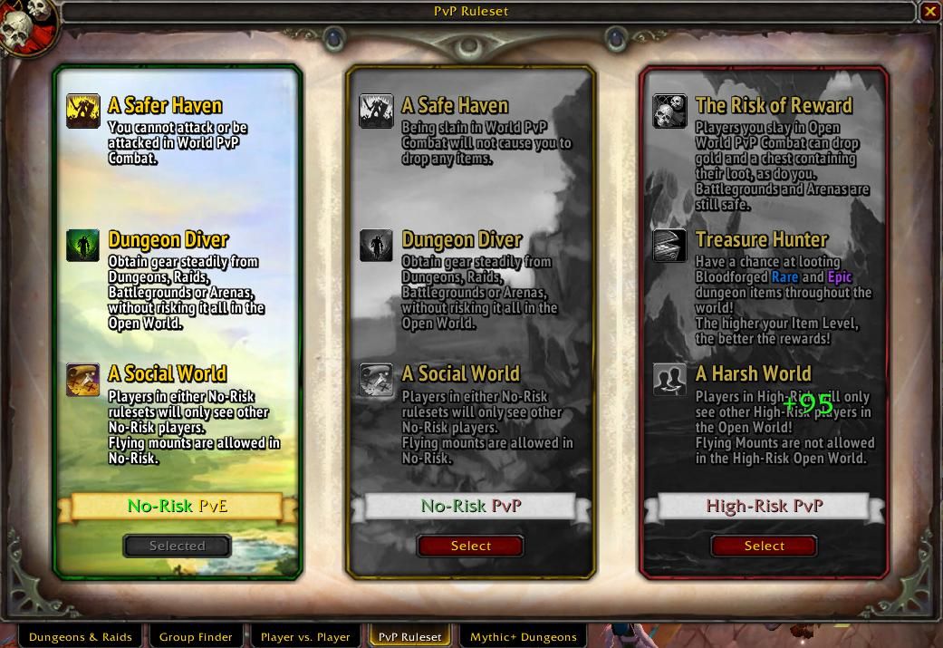 Interface e cenário de World of Warcraft: Forever relacionados aos novos rulesets