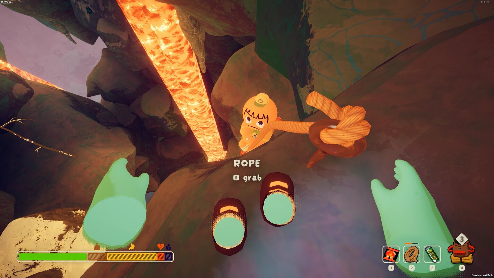 Official PEAK screenshot of a scout hanging from a cliff face