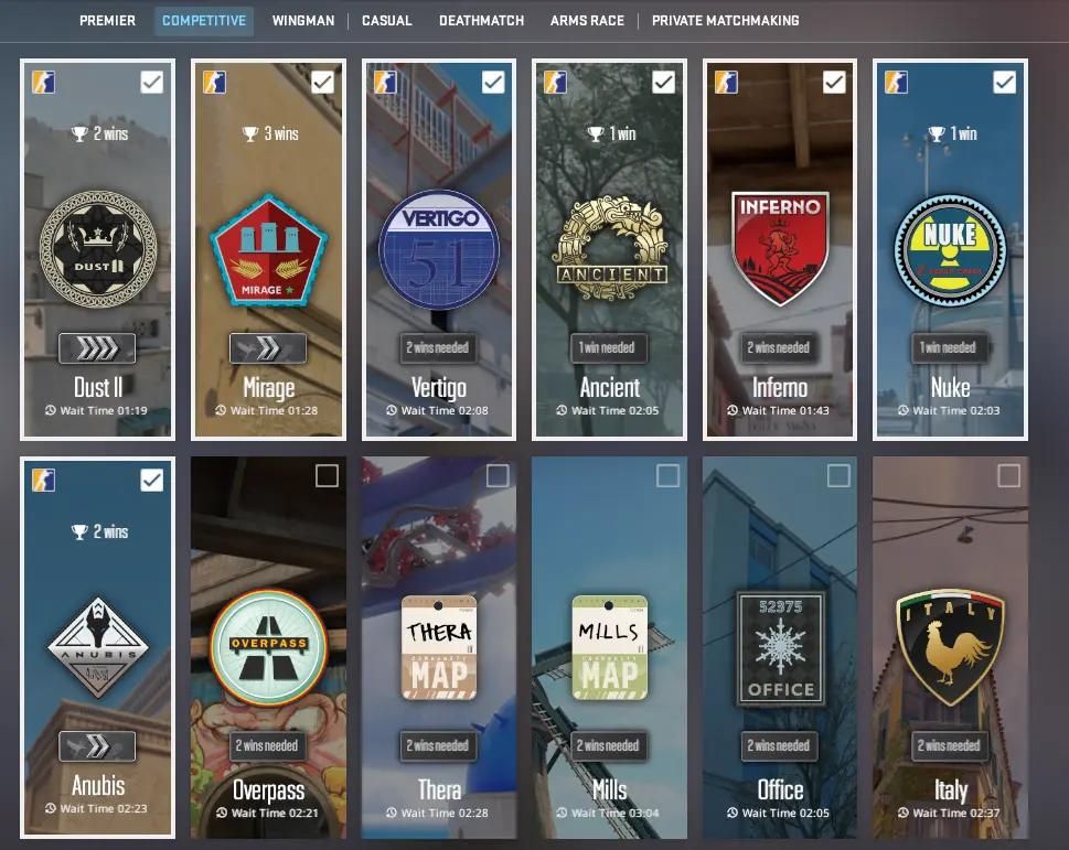 Counter-Strike 2 Premier map selection system