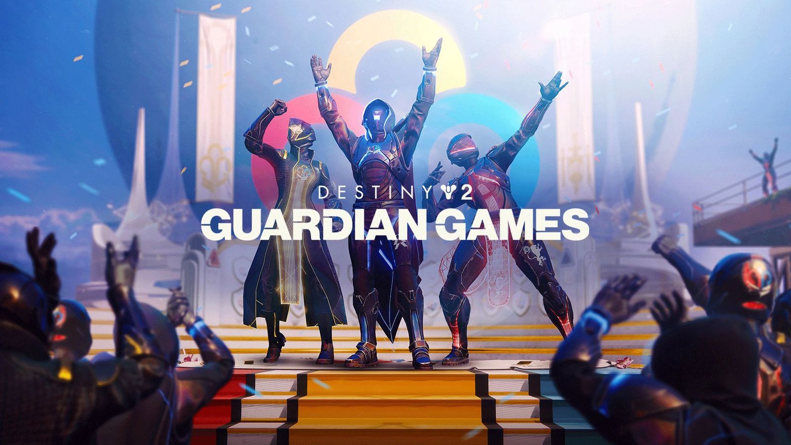 Destiny 2 Guardians gathered in an official promotional scene from the game