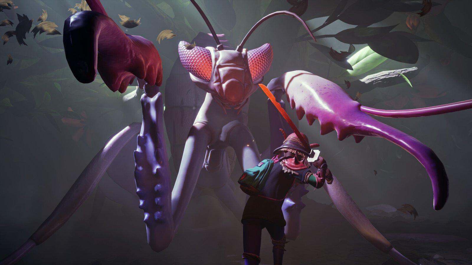 Official Grounded screenshot of shrunken survivors in a giant backyard, a survival crafting game on PC
