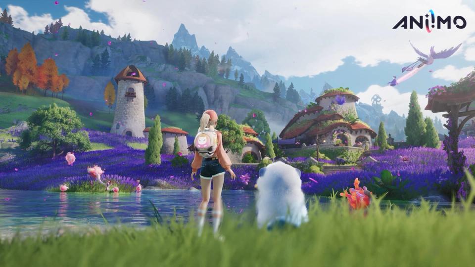 Aniimo creatures and a Pathfinder exploring the open world of Idyll
