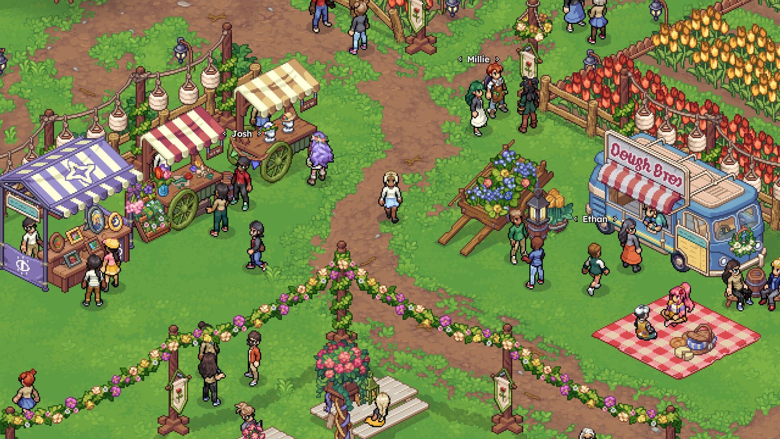 Imagem oficial de Witchbrook com o interior de um chalé