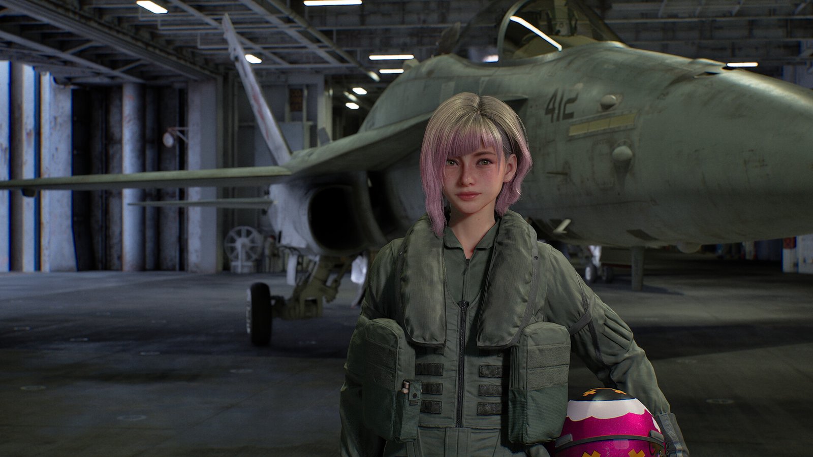 Caça em voo rasante em missão de Ace Combat 8: Wings of Theve