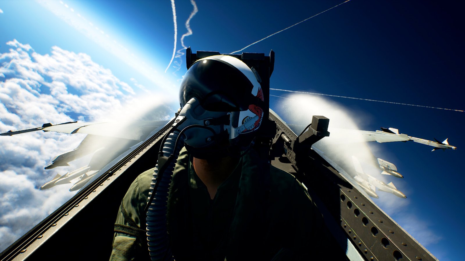 Combate aéreo acima das nuvens em Ace Combat 8: Wings of Theve