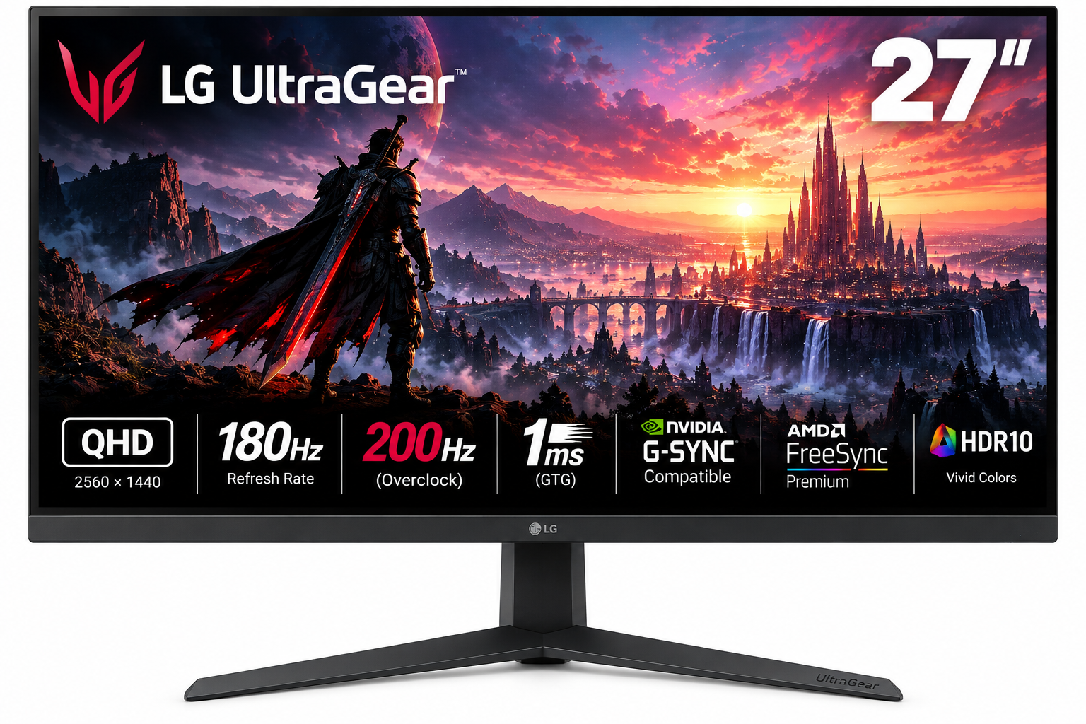 LG UltraGear 27GS75Q-B 27 polegadas QHD 200 Hz