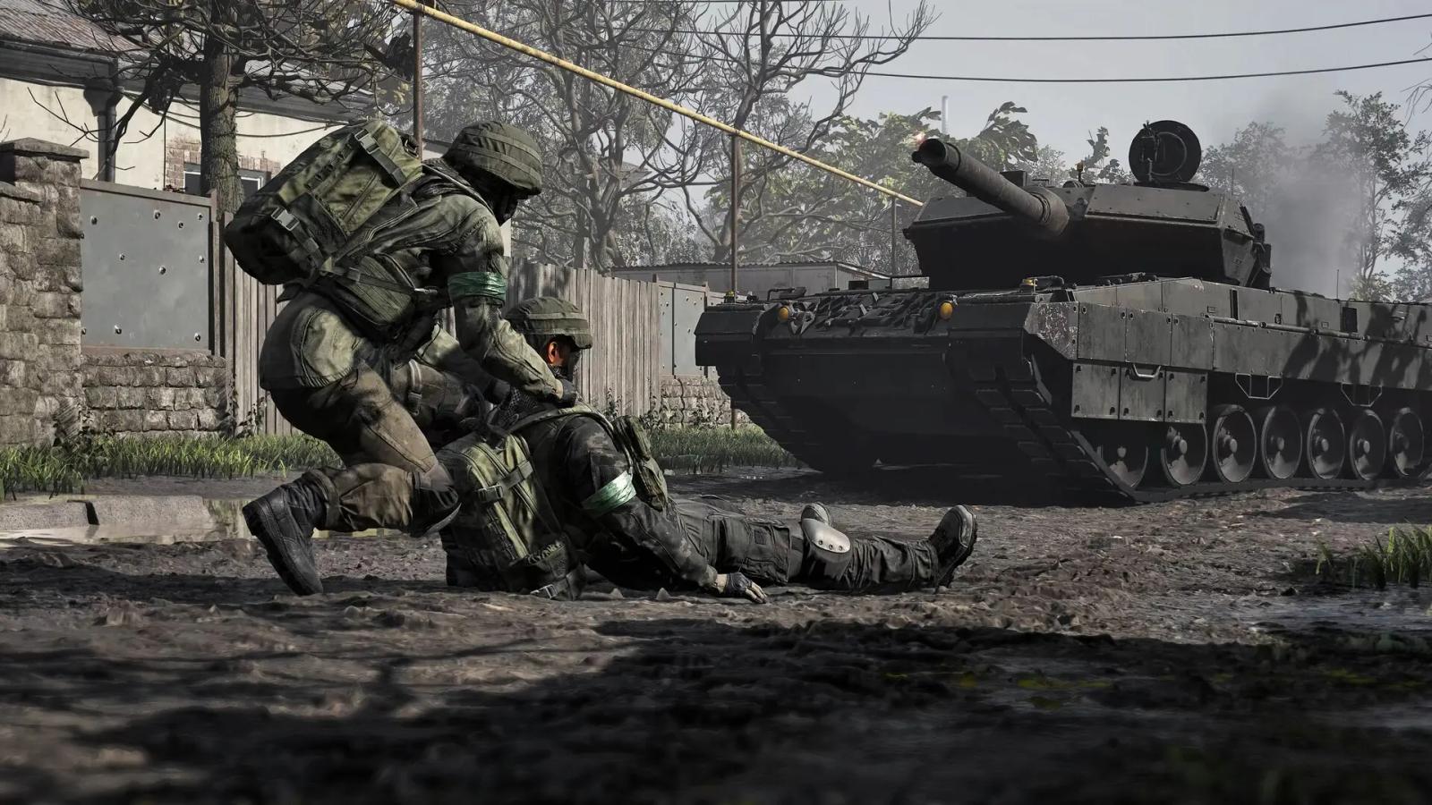 Soldiers and vehicles fighting in a WARDOGS multiplayer battle