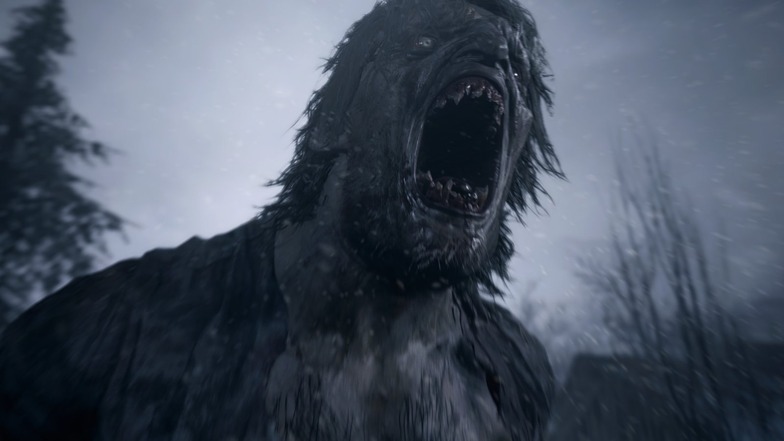 Official Resident Evil Village screenshot of the snowy village