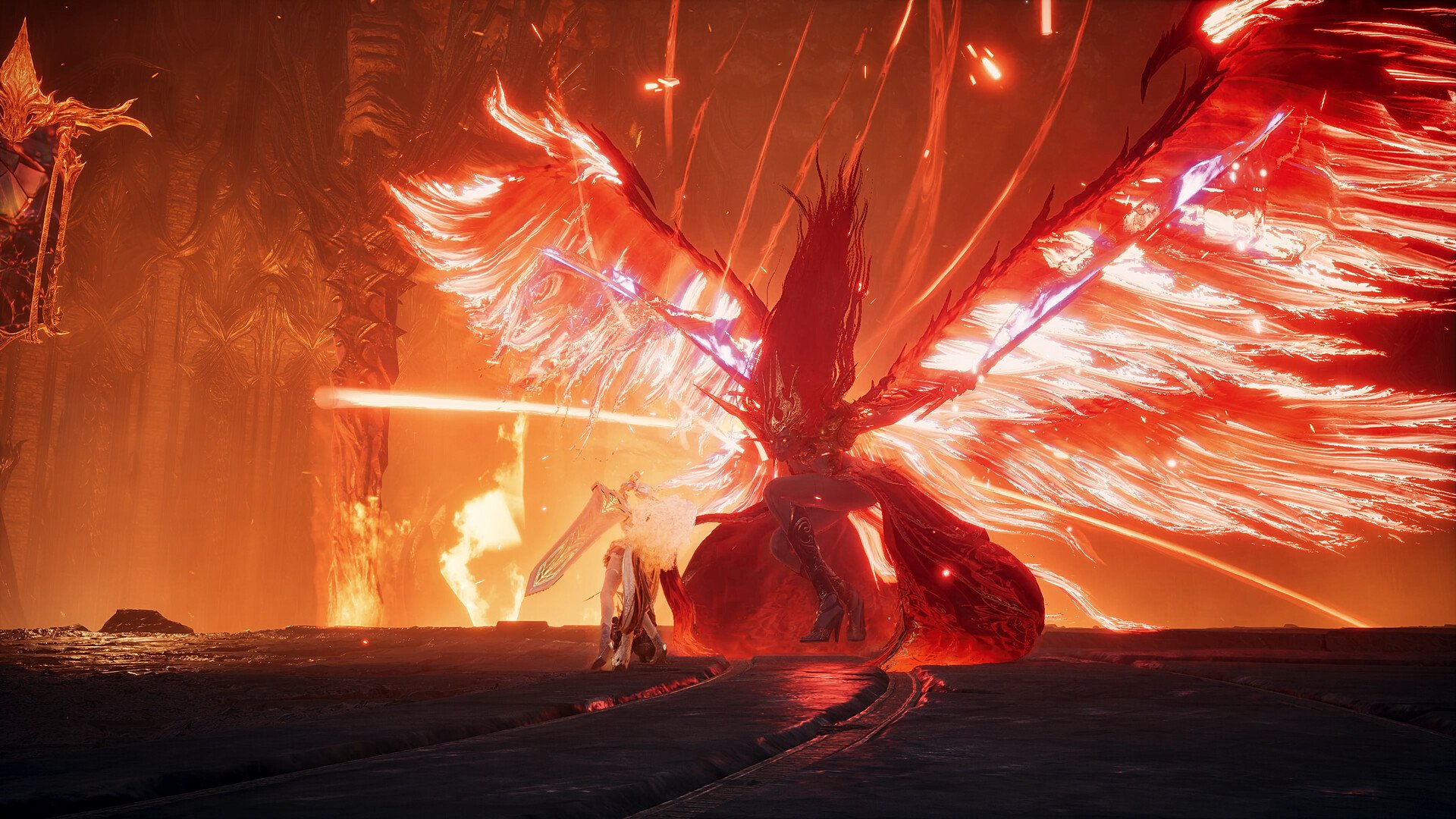 Criatura de asas de fogo em AION 2